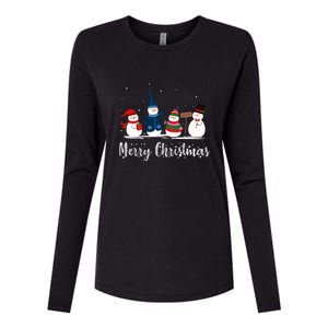 Merry Christmas Snowman Holiday Women Gift Xmas Womens Cotton Relaxed Long Sleeve T-Shirt