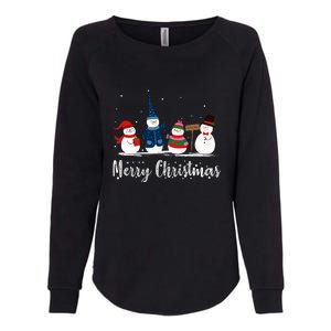 Merry Christmas Snowman Holiday Women Gift Xmas Womens California Wash Sweatshirt