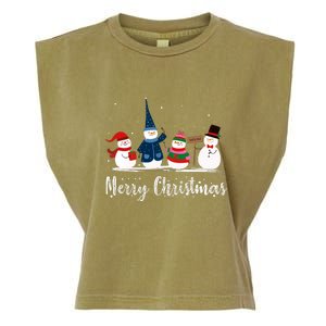 Merry Christmas Snowman Holiday Women Gift Xmas Garment-Dyed Women's Muscle Tee