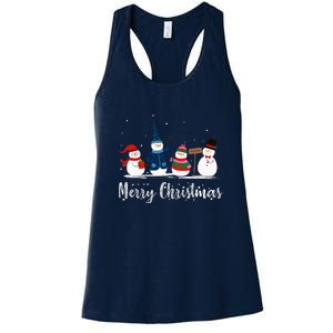 Merry Christmas Snowman Holiday Women Gift Xmas Women's Racerback Tank