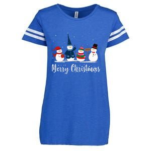 Merry Christmas Snowman Holiday Women Gift Xmas Enza Ladies Jersey Football T-Shirt