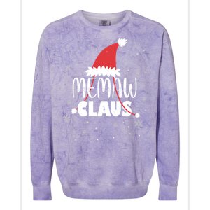 Memaw Claus Santa Hat Grandma Xmas Granny Gift Colorblast Crewneck Sweatshirt