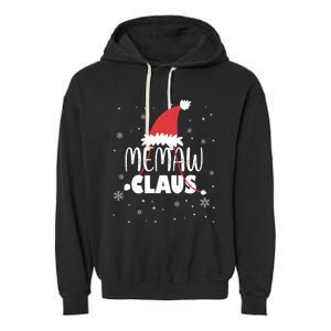 Memaw Claus Santa Hat Grandma Xmas Granny Gift Garment-Dyed Fleece Hoodie