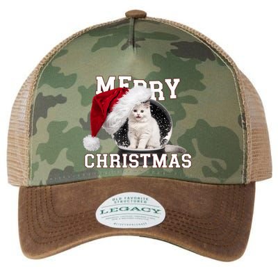 Merry Christmas Snow Globe White Cat Xmas Gift Legacy Tie Dye Trucker Hat