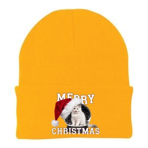 Merry Christmas Snow Globe White Cat Xmas Gift Knit Cap Winter Beanie