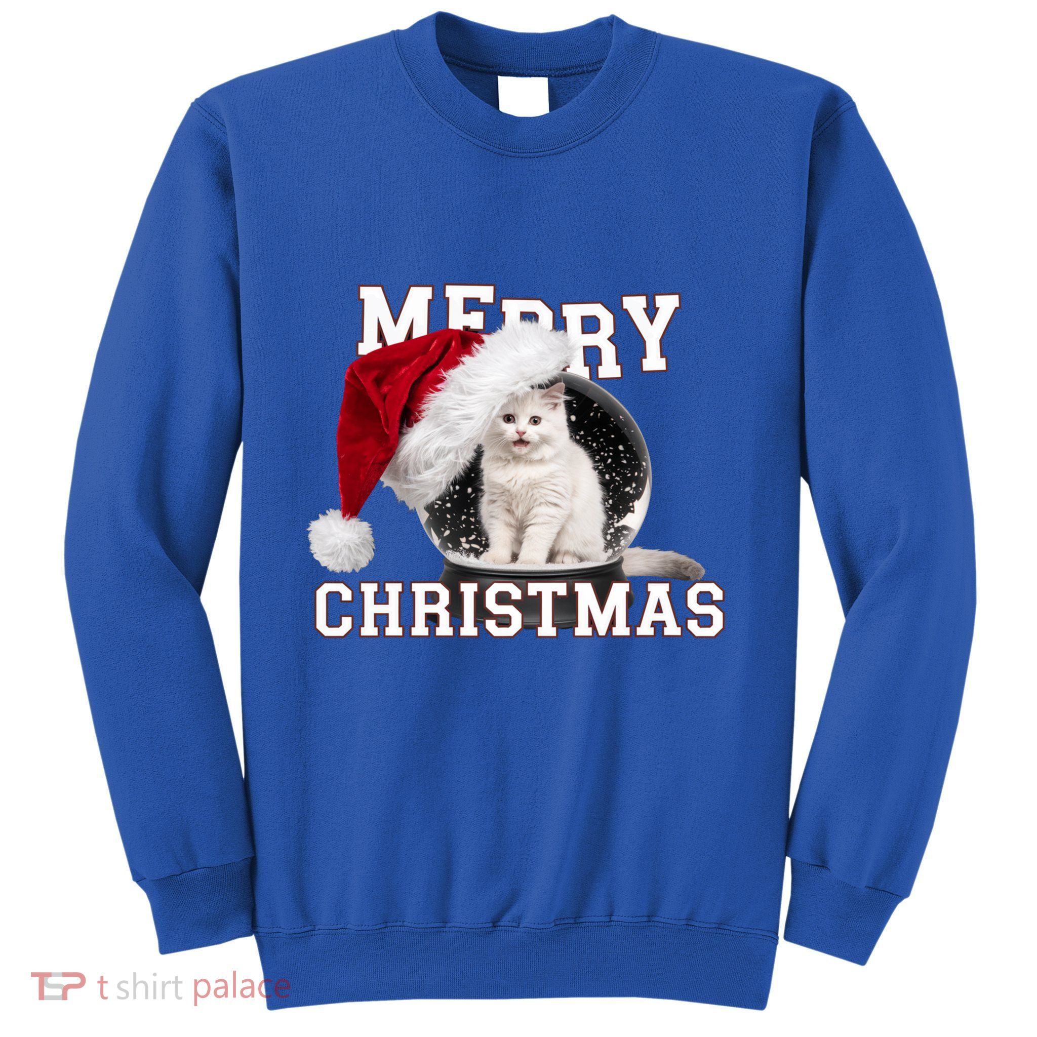 Merry Christmas Snow Globe White Cat Xmas Gift Sweatshirt