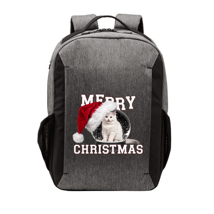 Merry Christmas Snow Globe White Cat Xmas Gift Vector Backpack