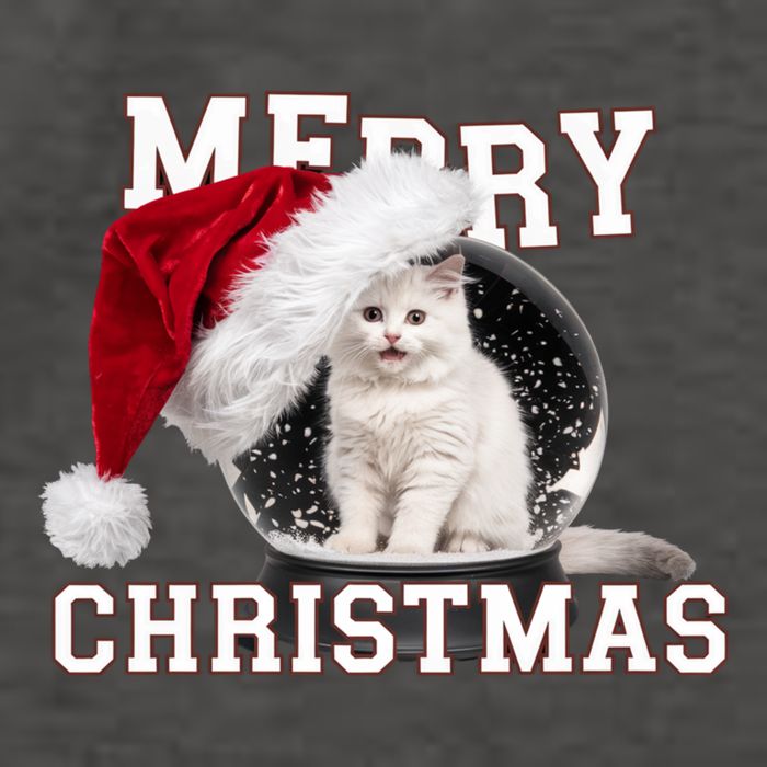 Merry Christmas Snow Globe White Cat Xmas Gift Vector Backpack