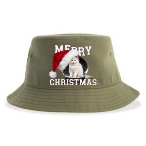 Merry Christmas Snow Globe White Cat Xmas Gift Sustainable Bucket Hat