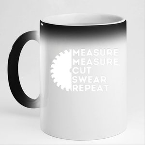 Measure Cut Swear Funny Carpenter & Woodworking Woodworker 11oz Black Color Changing Mug