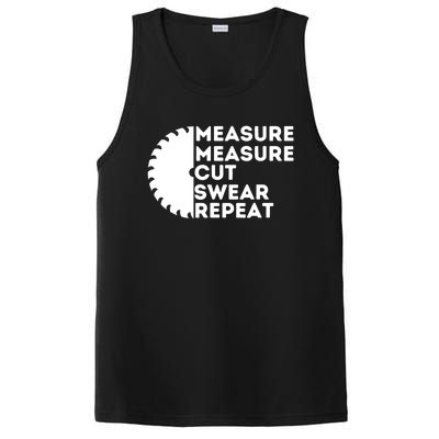 Measure Cut Swear Funny Carpenter & Woodworking Woodworker PosiCharge Competitor Tank