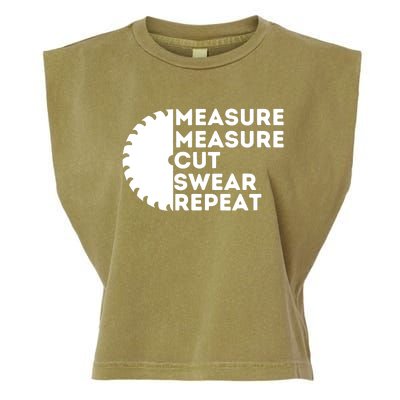 Measure Cut Swear Funny Carpenter & Woodworking Woodworker Garment-Dyed Women's Muscle Tee