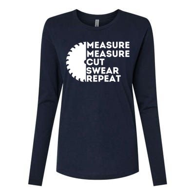 Measure Cut Swear Funny Carpenter & Woodworking Woodworker Womens Cotton Relaxed Long Sleeve T-Shirt