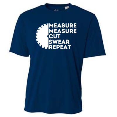 Measure Cut Swear Funny Carpenter & Woodworking Woodworker Cooling Performance Crew T-Shirt