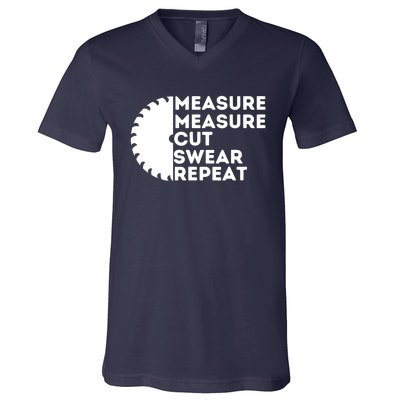 Measure Cut Swear Funny Carpenter & Woodworking Woodworker V-Neck T-Shirt