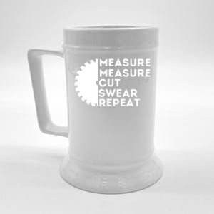 Measure Cut Swear Funny Carpenter & Woodworking Woodworker Beer Stein