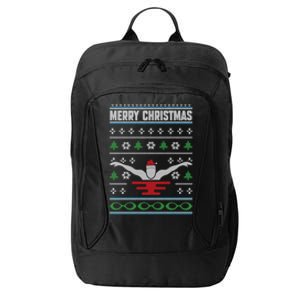 Merry Christmas Swimmer Ugly Xmas Swimming Lover Swim Fan Cute Gift City Backpack