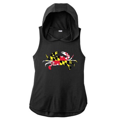 Maryland Crab State Pride Flag Ladies PosiCharge Tri-Blend Wicking Draft Hoodie Tank