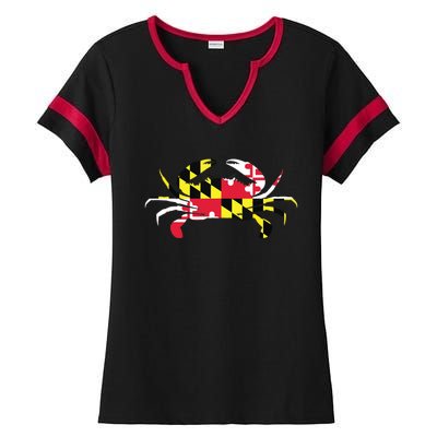 Maryland Crab State Pride Flag Ladies Halftime Notch Neck Tee