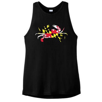 Maryland Crab State Pride Flag Ladies PosiCharge Tri-Blend Wicking Tank