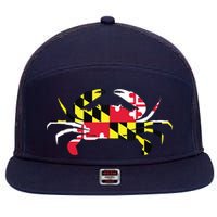 Maryland Crab State Pride Flag 7 Panel Mesh Trucker Snapback Hat
