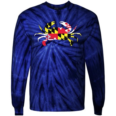 Maryland Crab State Pride Flag Tie-Dye Long Sleeve Shirt