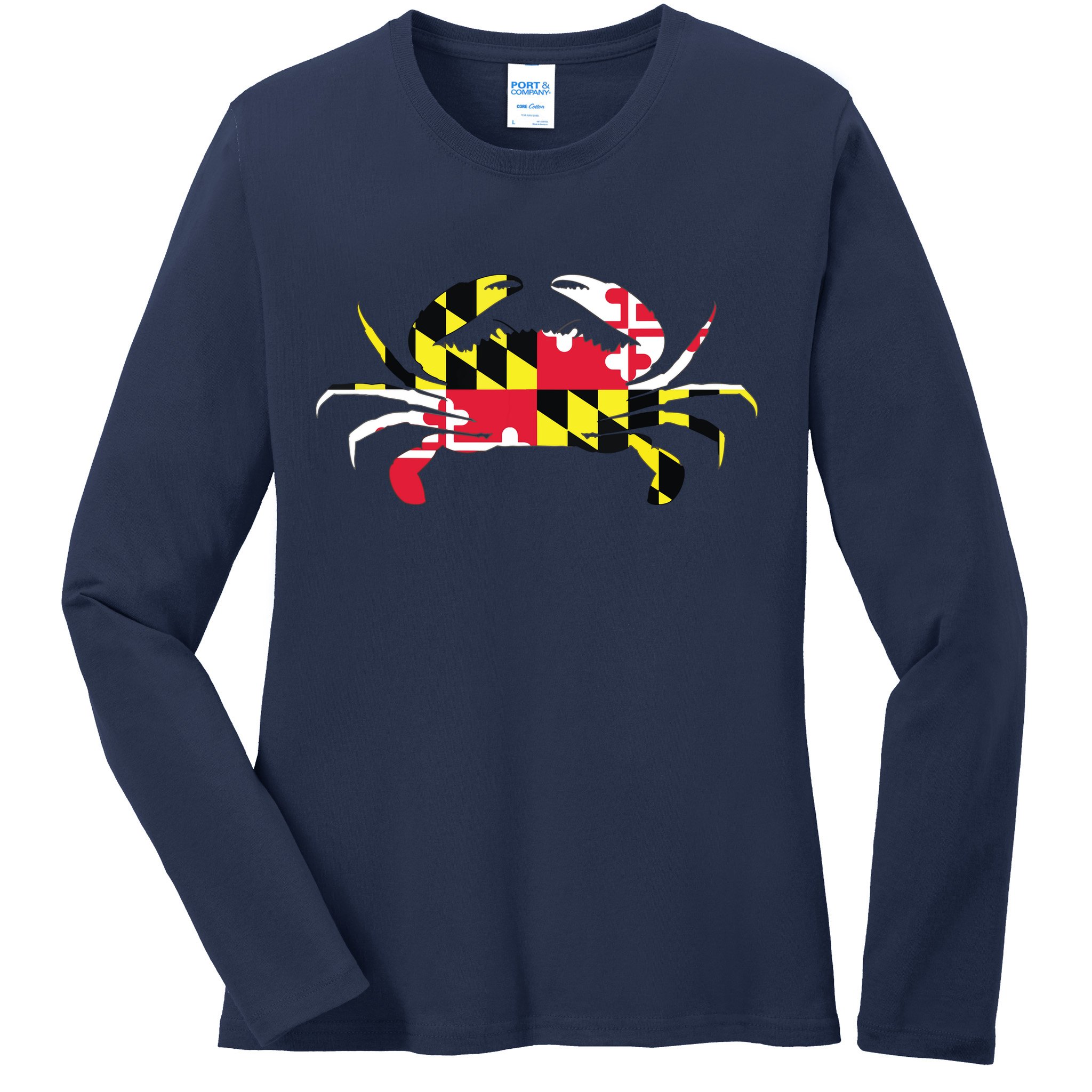 Maryland Crab State Pride Flag Ladies Long Sleeve Shirt