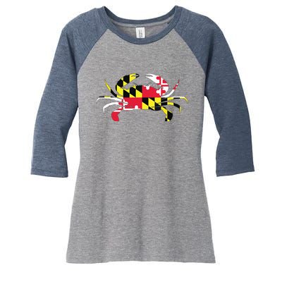 Maryland Crab State Pride Flag Women's Tri-Blend 3/4-Sleeve Raglan Shirt