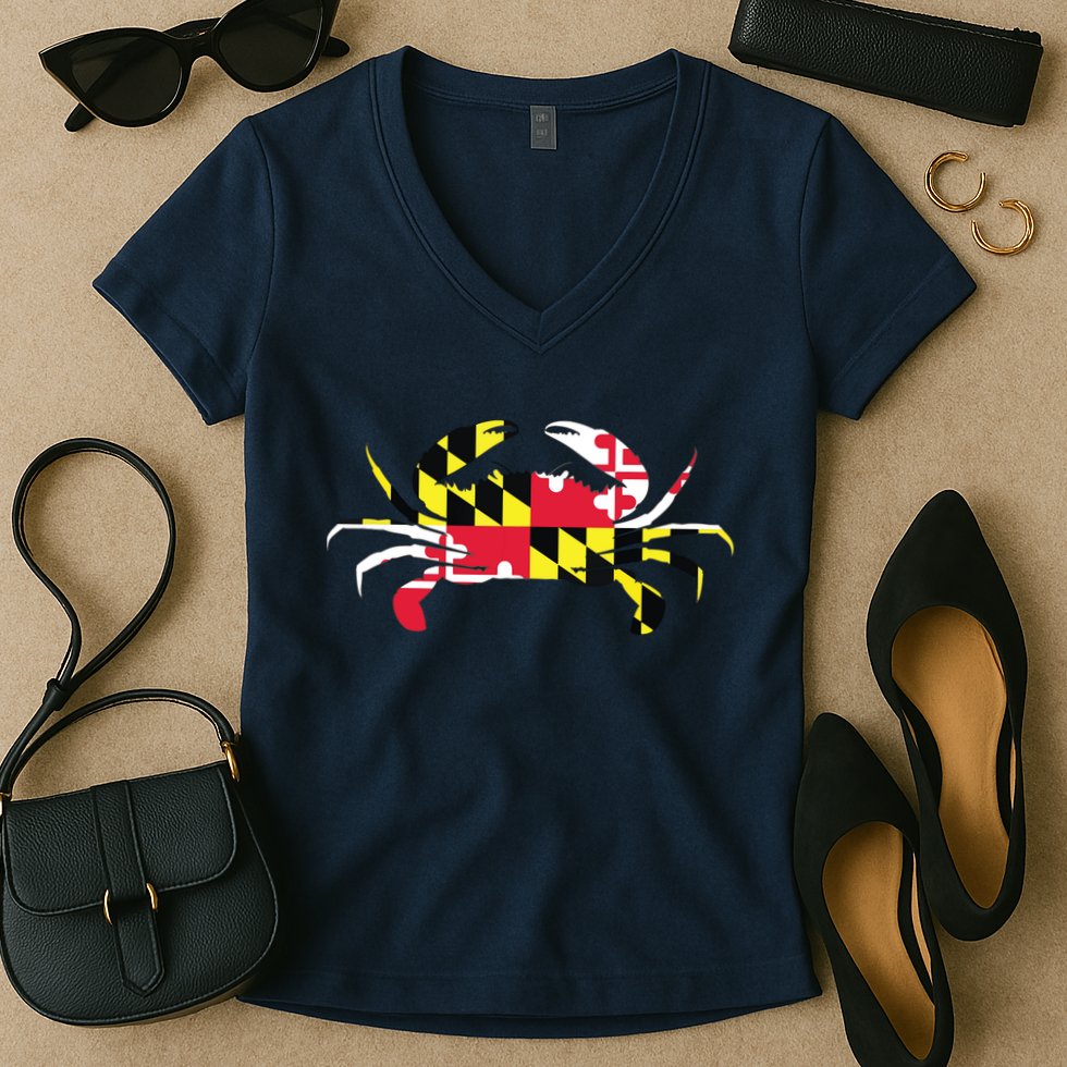 Maryland Crab State Pride Flag Women's V-Neck T-Shirt