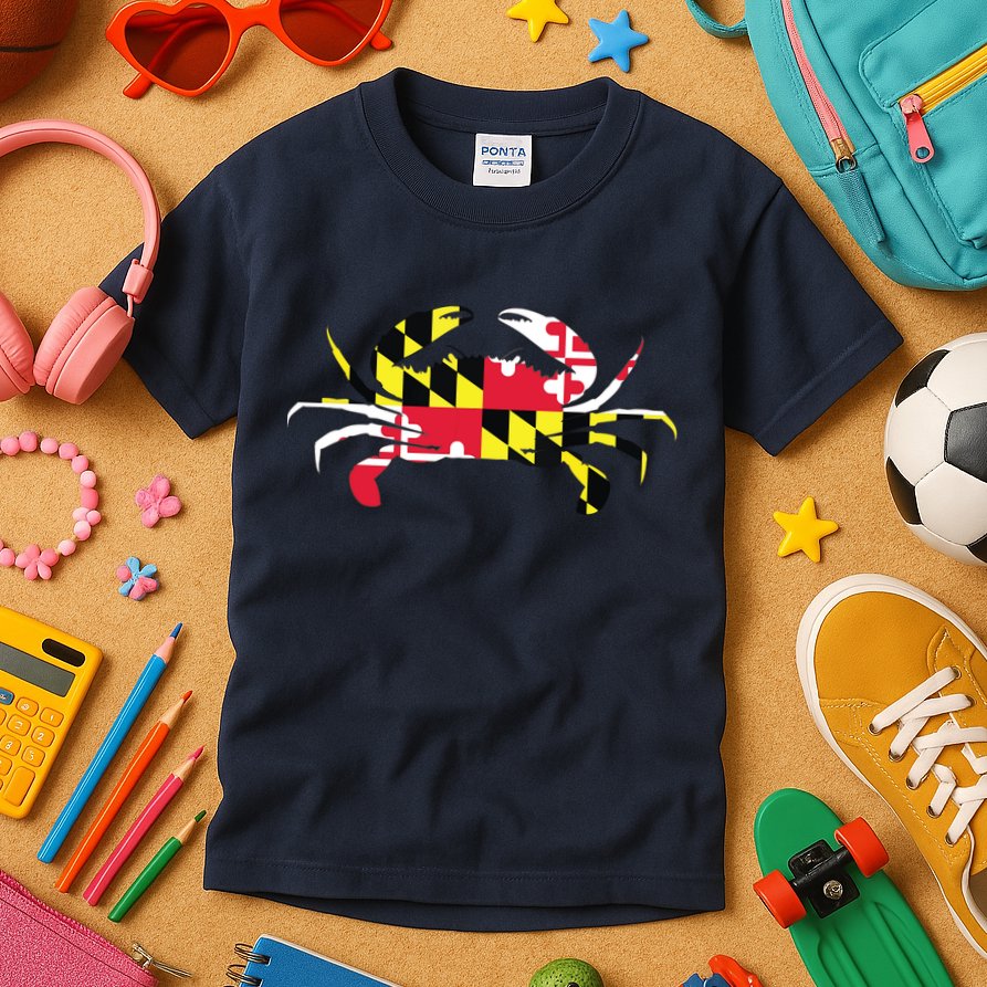 Maryland Crab State Pride Flag Kids T-Shirt