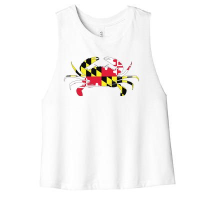 Maryland Crab State Pride Flag Women's Racerback Cropped Tank