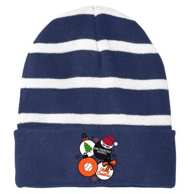 Merry Christmas San Francisco Baseball Est 1883 Striped Beanie with Solid Band