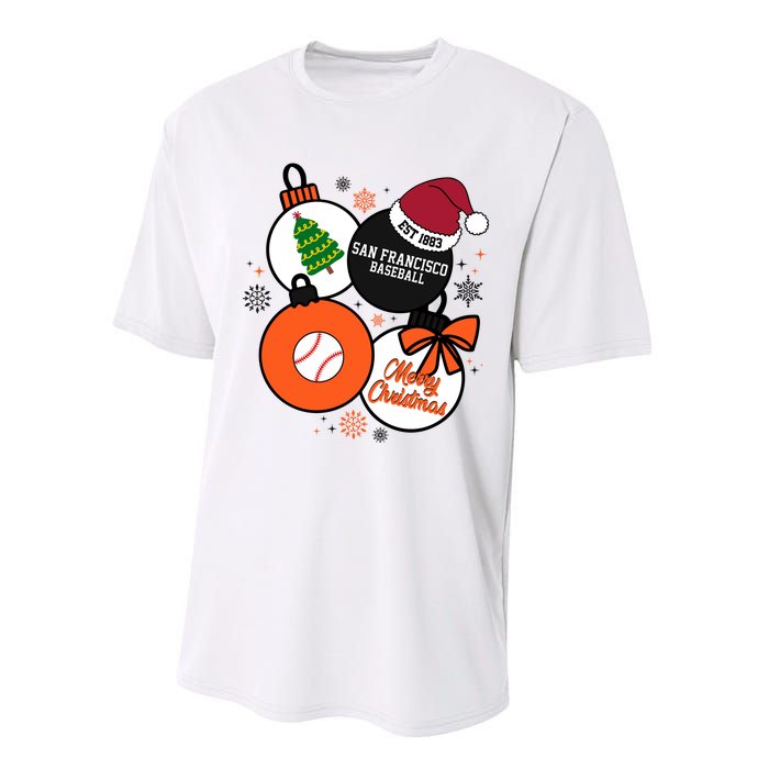 Merry Christmas San Francisco Baseball Est 1883 Performance Sprint T-Shirt