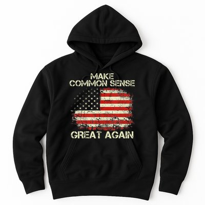 Make Common Sense Great Again Funny Humor Vintage Usa Flag Hoodie