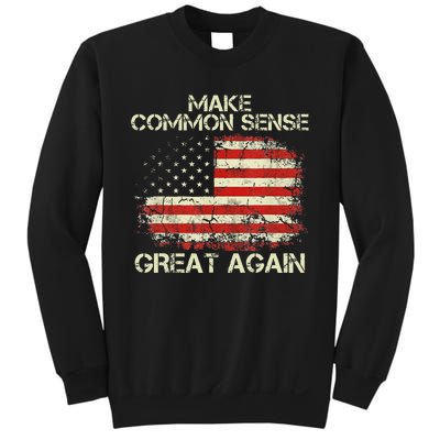 Make Common Sense Great Again Funny Humor Vintage Usa Flag Sweatshirt