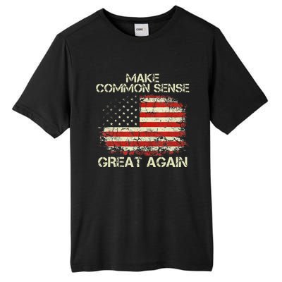 Make Common Sense Great Again Funny Humor Vintage Usa Flag Tall Fusion ChromaSoft Performance T-Shirt