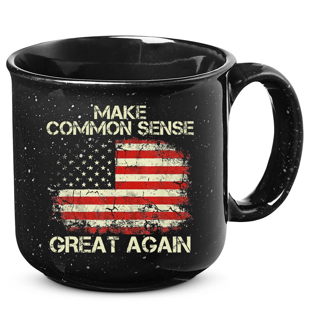 Make Common Sense Great Again Funny Humor Vintage Usa Flag 15oz Campfire Ceramic Mug