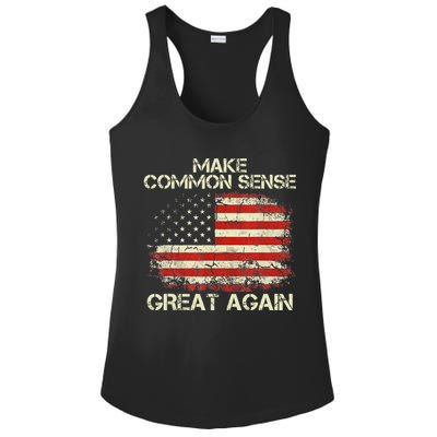 Make Common Sense Great Again Funny Humor Vintage Usa Flag Ladies PosiCharge Competitor Racerback Tank