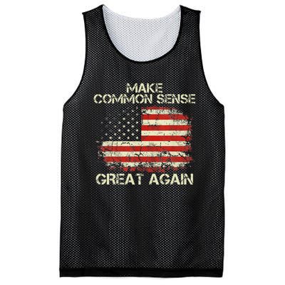 Make Common Sense Great Again Funny Humor Vintage Usa Flag Mesh Reversible Basketball Jersey Tank