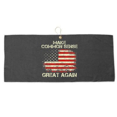 Make Common Sense Great Again Funny Humor Vintage Usa Flag Large Microfiber Waffle Golf Towel