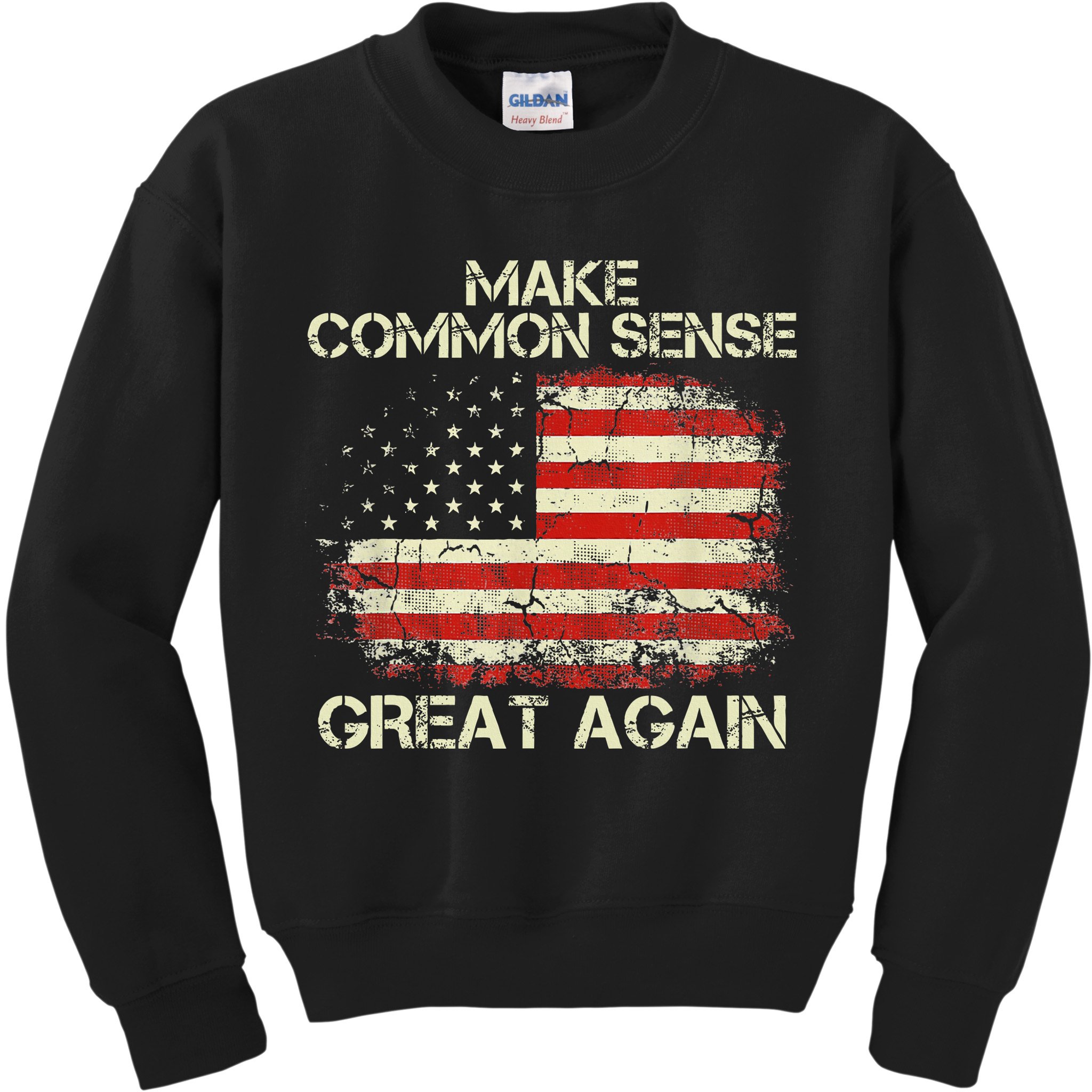 Make Common Sense Great Again Funny Humor Vintage Usa Flag Kids Sweatshirt