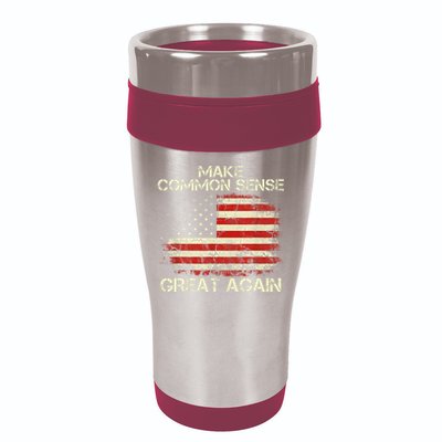 Make Common Sense Great Again Funny Humor Vintage Usa Flag 16oz Travel Tumbler