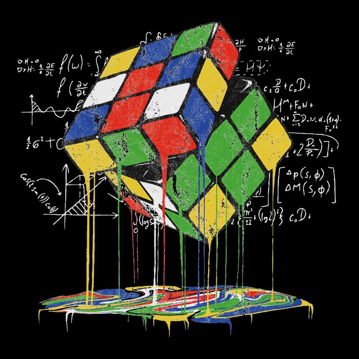 Melting Cube Speed Cubing Vintage Puzzle Math 7-Panel Snapback Hat