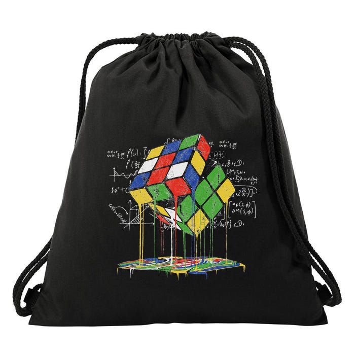 Melting Cube Speed Cubing Vintage Puzzle Math Drawstring Bag