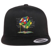 Melting Cube Speed Cubing Vintage Puzzle Math Flat Bill Trucker Hat