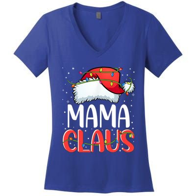 Mama Claus Santa Funny Christmas Pajama Matching Family Meaningful Gift Women's V-Neck T-Shirt