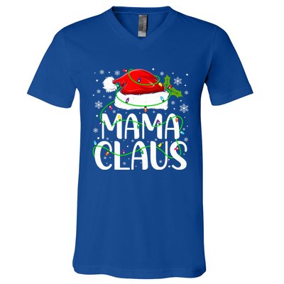 Mama Claus Santa Funny Christmas Pajama Matching Family Gift V-Neck T-Shirt