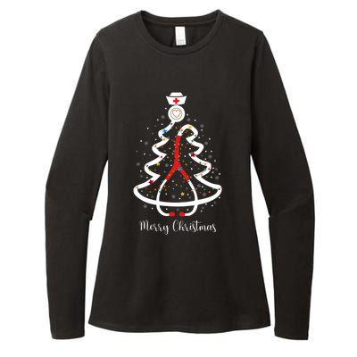 Merry Christmas Stethoscope Christmas Tree Lights Nursing Gift Womens CVC Long Sleeve Shirt