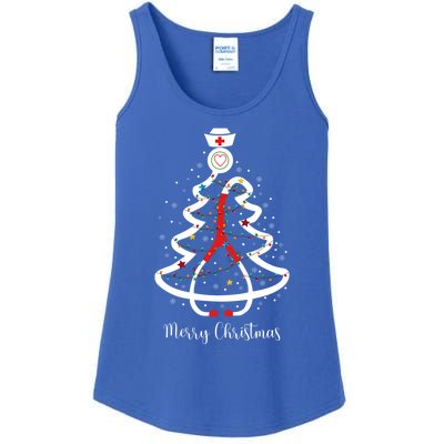 Merry Christmas Stethoscope Christmas Tree Lights Nursing Gift Ladies Essential Tank