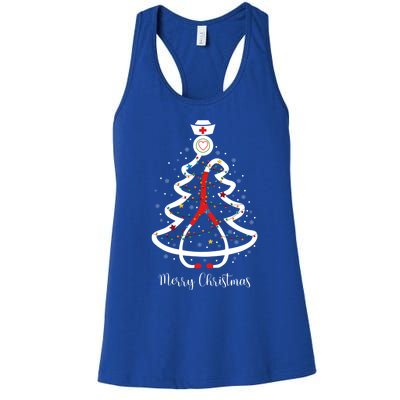 Merry Christmas Stethoscope Christmas Tree Lights Nursing Gift Women's Racerback Tank